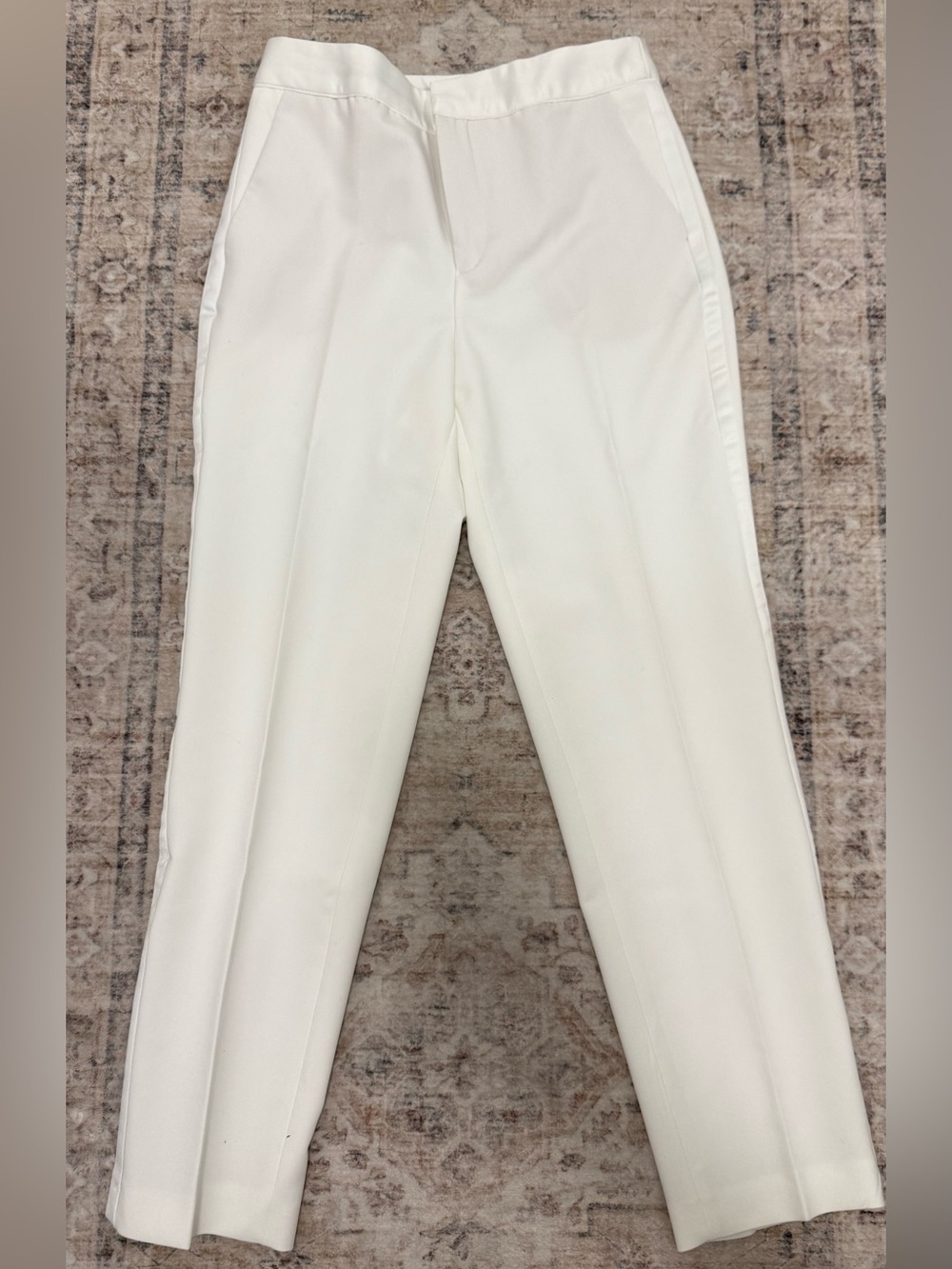 White Tailored Stretch Ponte Pants - Women's